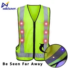 Zipper Front Breathable Clothes Hi Vis Reflective LED Safety flashing Vest with Warning Light