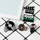 Jeans clothes decoration punk music custom enamel pin vinyl record player badge metal lapel pin