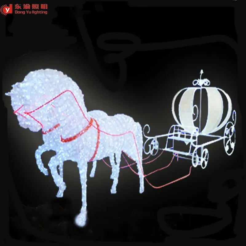 Outdoor Christmas Decoration Horse Carriage Motif 3d Led Lighted Horse 