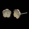 Romantic Women's White Crystal Flower Shape Gold Diamond Stud Earrings Wholesale Sterling cz Stud Earrings for Bulk Wholesale