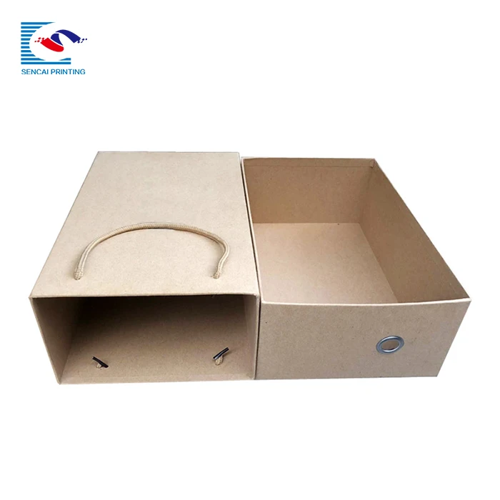 new design custom printed shoes kraft paper box with handle