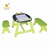 Kids Wooden Table and Bench Set Chalkboard Table and Bench Set