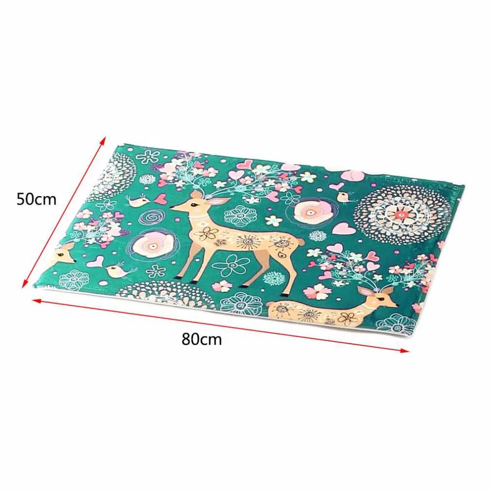 Comfortable Blue Deer Flowers Patterns Sofa Bedroom Carpet Environmental Protection Non-Slip Living Room Rug Home Use