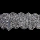 New arrival latest design fashion heart shape beaded rhinestones lace trim
