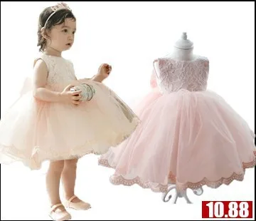 New Design Baby Girl Baptism Christening Dress Lace Tutu 1 Year Girl Baby Birthday Dress Wedding Party Girls Autumn Dresses Kids