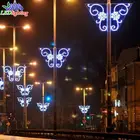 Outdoor Christmas street decorations City holiday lighting 2D led pole motif light with flower
