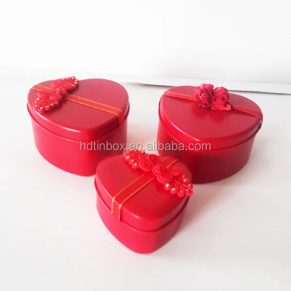 hot sale factory production wedding gift candy heart tin box