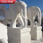 Large Carved Marble Indian Elephant Statues