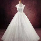 Best selling round neck sleeveless bridal gowns wedding dress for plus size women