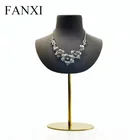 Wholesale Custom Luxury Fine Craftsmanship Microfiber Jewelry Necklace Display Bust with Metal Base