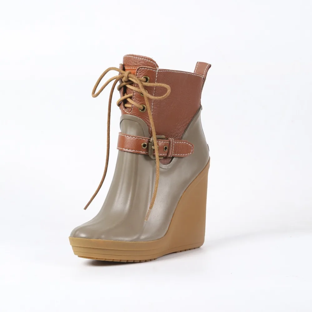 rain boots with wedge heel