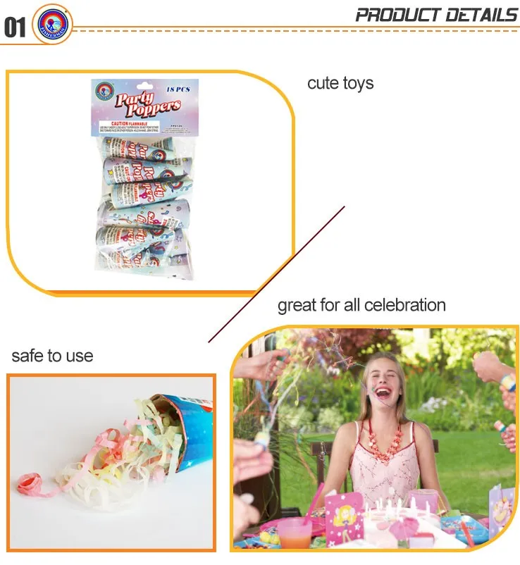 hot sale rush birthday conic popper fireworks for new year