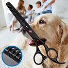 High quality black titanium scissors grooming pet dog thinning shears chunker