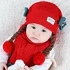 H34 Fashion Children Winter Hats for Girls Boys Cotton Warm Knitted Hat Baby Hat Scarf Set