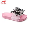 Wholesale new flower design ladies PVC slide sandals women slippers