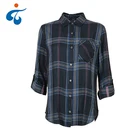 Good price premium fashion long sleeve check women blouse design new