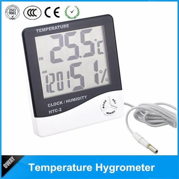 Termometro Higrometro Reloj Digital Interior-Exterior temperatura humedad  HTC-2