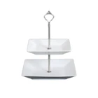 Modern style unique wedding decorated two layers cake plate with silver handle