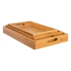 Customized Rectangle Bamboo Food Serving Tray with Handles for Kitchen