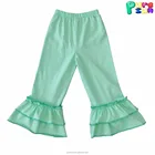 cheap wholesale cotton knit baby girls solid ruffle pants