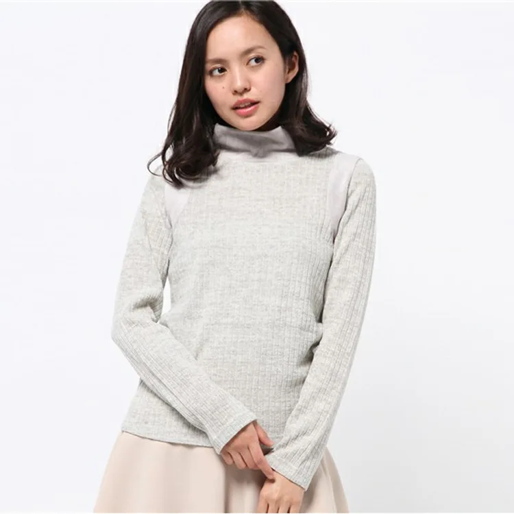 female sweaters pullovers women 2015 New autumn and winter Japanese fashion basic turtleneck solid color striped stitching slim