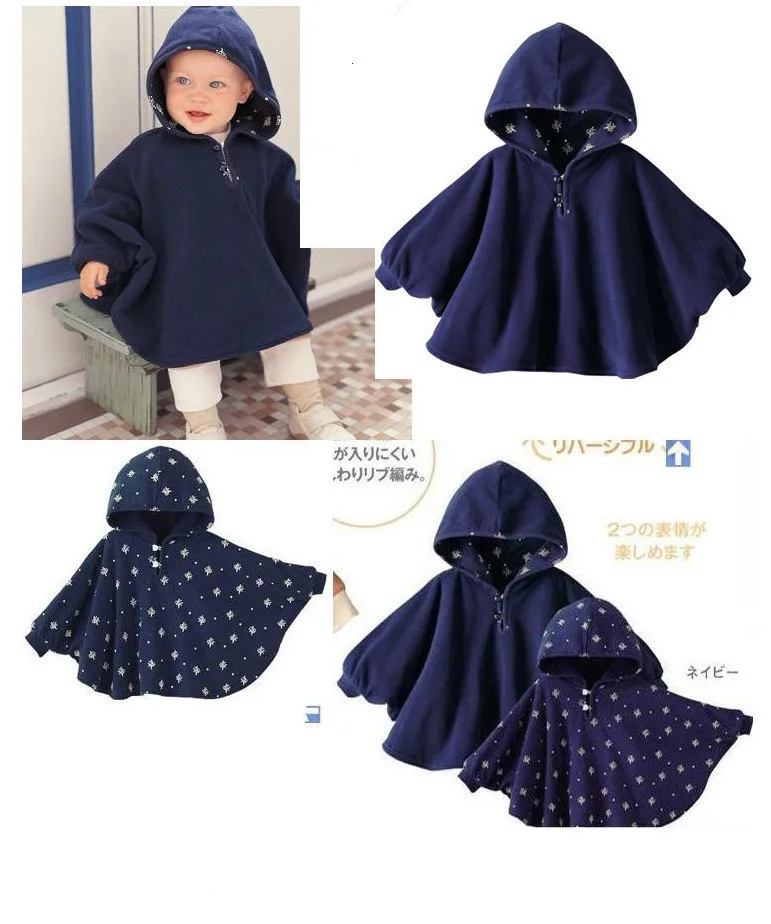 100% New 2015 Fleece Combi Baby Coat Babe Cloak Two-sided Outwear Floral Baby Poncho Cape Infant Baby Coat Children's Clothing