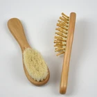 Hair brush for kids goat hair baby brush wooden baby hair brush and comb set