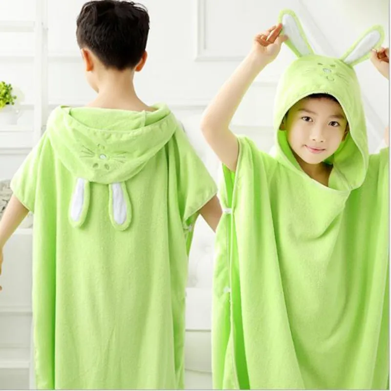 Cotton Bathrobe Hooded Pullover Beach Towel Robe 6