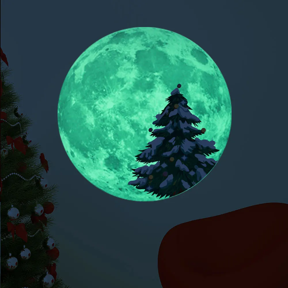 Noite Brilhante decorações Da Árvore de Natal Janela Adesivos de Parede para a decoração de Natal