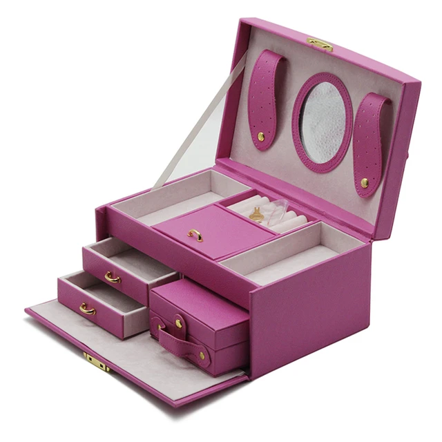 folding oem jewellery gift large leather jewelry box drawers
