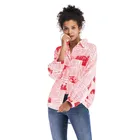 Fashion Newspaper Print Blouse Shirt Long Sleeve Button Casual Women Spring Summer Ladies Tops Turn-down Collar