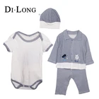 Cotton New Born Baby Pajama Romper Clothing Set Baby Jumpsuit With Hat