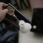 China Factory faux fur accessories fur dog keychain fox fur pom pom keychain