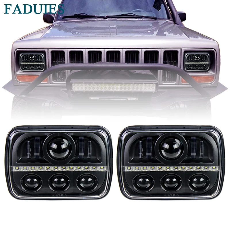3 FADUIES 80W 5''x7'' 7''x 6'' Led Headlights with DRL For Jeep Wrangler YJ Cherokee XJ H6054 H5054 H6054LL 69822 6052 6053 (14)
