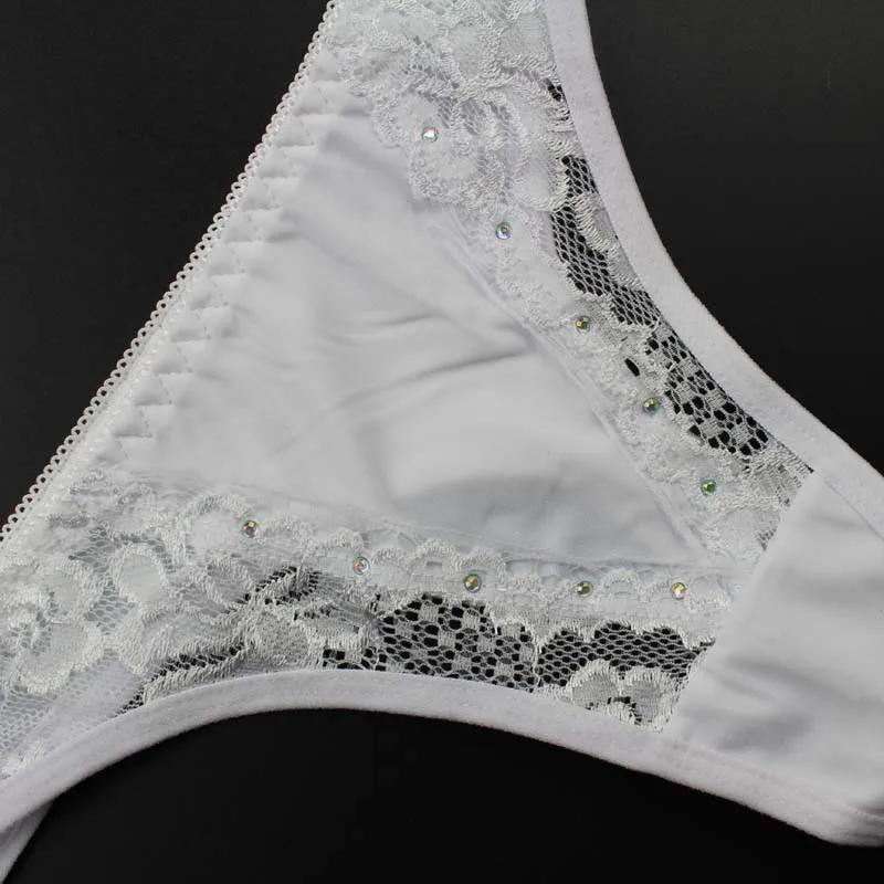 Stock Women sey fashion diamond Ice silk underwear women Transparent Taste Temptation t pants lace Low waist transparent panties
