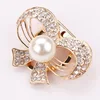 Wholesale butterfly shaped rose gold crystal pearl belt pin buckle for ladies scarf