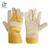 Yellow Cotton Heavy Duty Labour Leather Hand Gloves