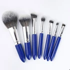 Mini Makeup Portable Travel Face Makeup Brushes Kit 5 Pcs - Synthetic Hair,Blue&Pink
