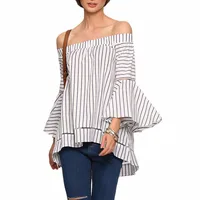 Women Off The Shoulder Striped Blouses