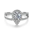 Customized Engagement ring 18K White Gold DEF Color Pear cut 5x8mm Moissanite