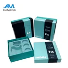 custom rigid paper cardboard tea cup packaging box with velvet plastic tray insert