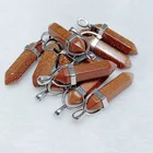 Natural Gold Sand Stone Gemstone Crystal Hexagon Pointed Pyramid Healing Reiki Chakra Bead Pendant