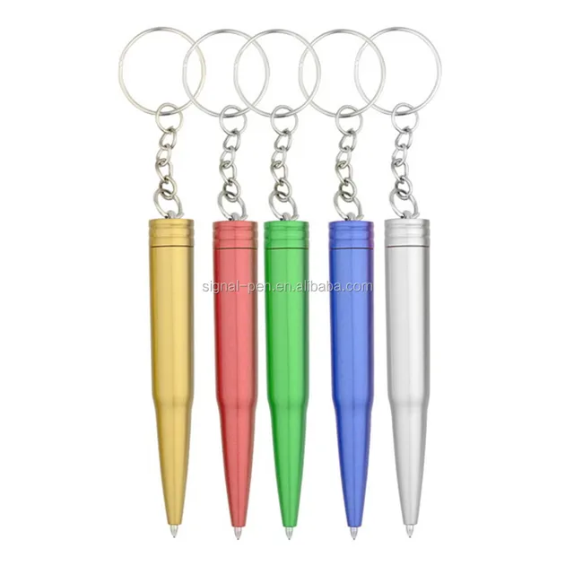 novelty bullet shape twist action mini custom ball pen with key