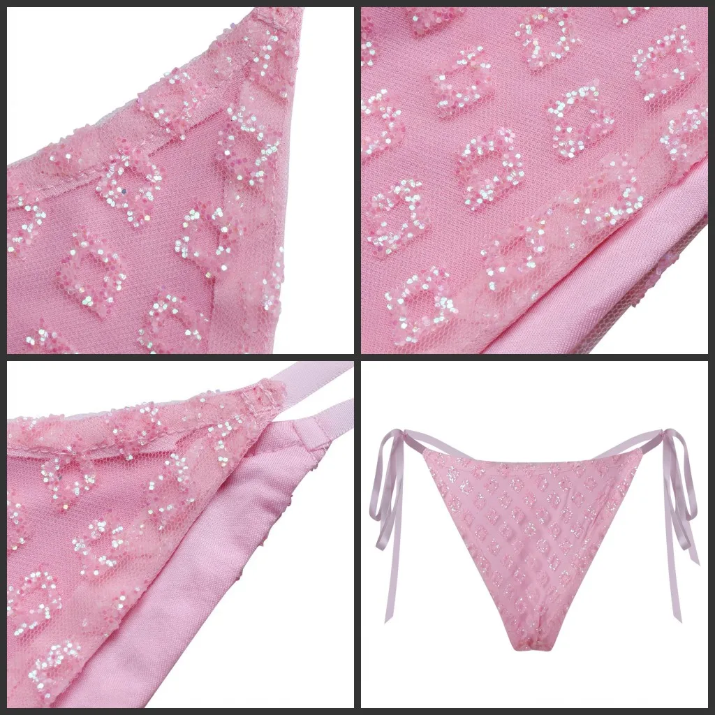 Drop Shipping Sexy Women Glitter Underwears Brief Bikini Knicker Lingerie Thongs G String
