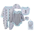 2018 New Spring Baby Girls Boys Newborn Set Cotton Bodysuit Bib Mitten 5-Pieces Multi Set Infant Clothing Set
