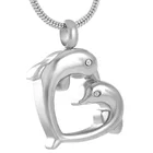 Loving Dolphins Heart Cremation Jewelry Keepsake Memorial Urn Necklace