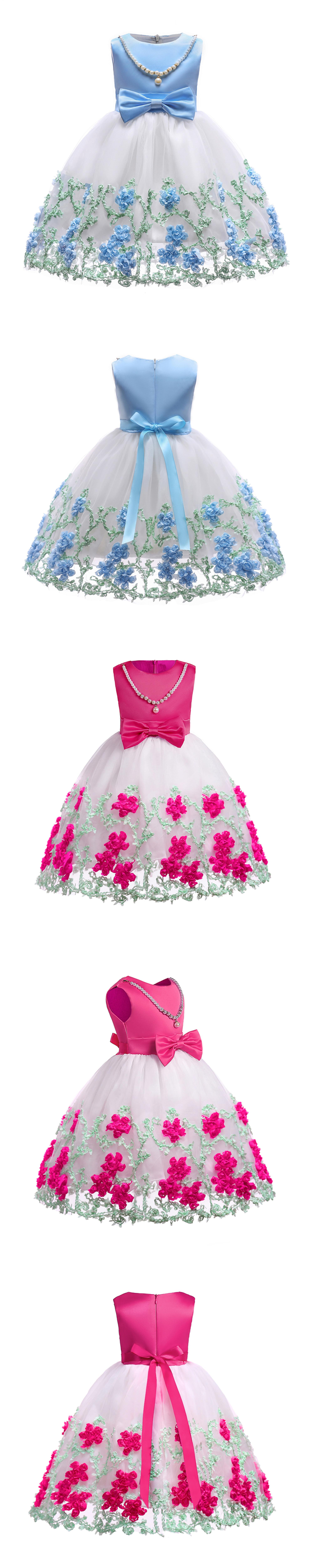gown dresses sleeveless big bow knot girls pretty princess