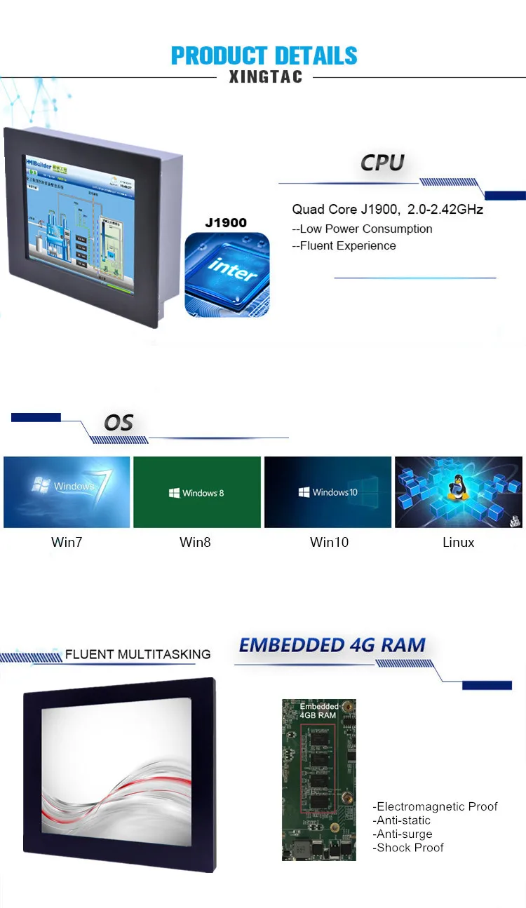 xingtac tpc-8080s 8 inch touch screen j1900 cpu 4gb ram 32gb