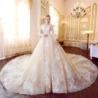 new design muslim wedding dress 2018 plus size champagne sexy backless long sleeve wedding dress