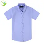 Custom Summer Short Sleeve Tops Blue Children School Uniform Girls Blouse Shirt